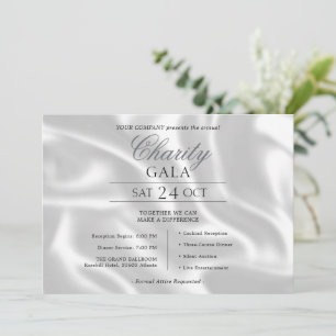 Convites Gala de Caridade da Empresa de Seda Prata Elegante