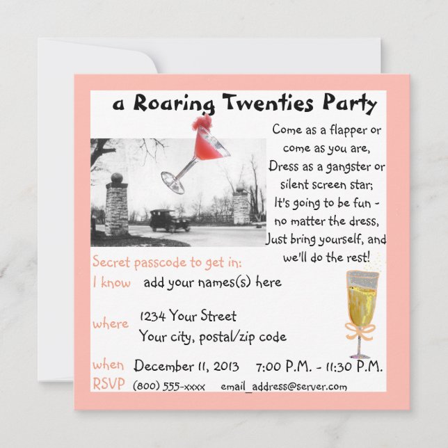 Convites Gala dos anos 20 rujir (Frente)