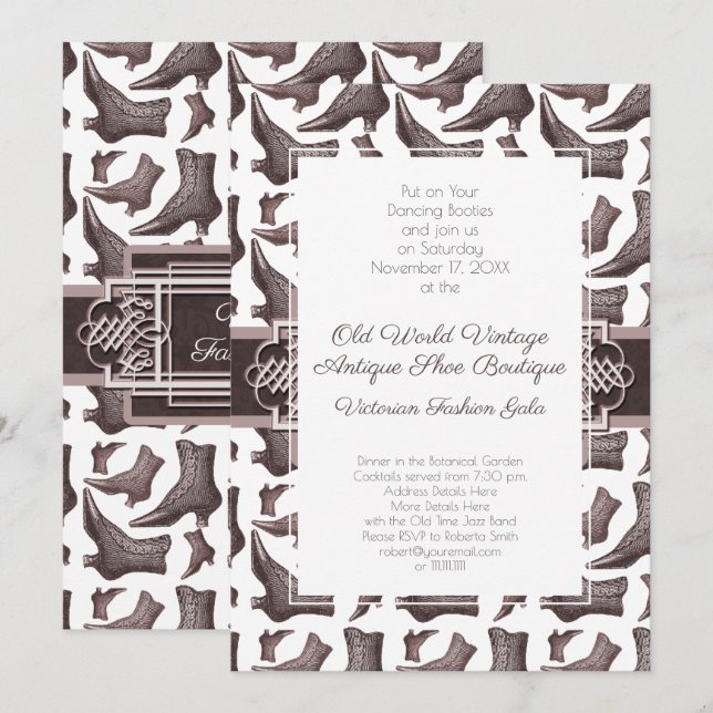 Convites Gala Vintage Vitoriana Fashion Show (Frente/Verso)