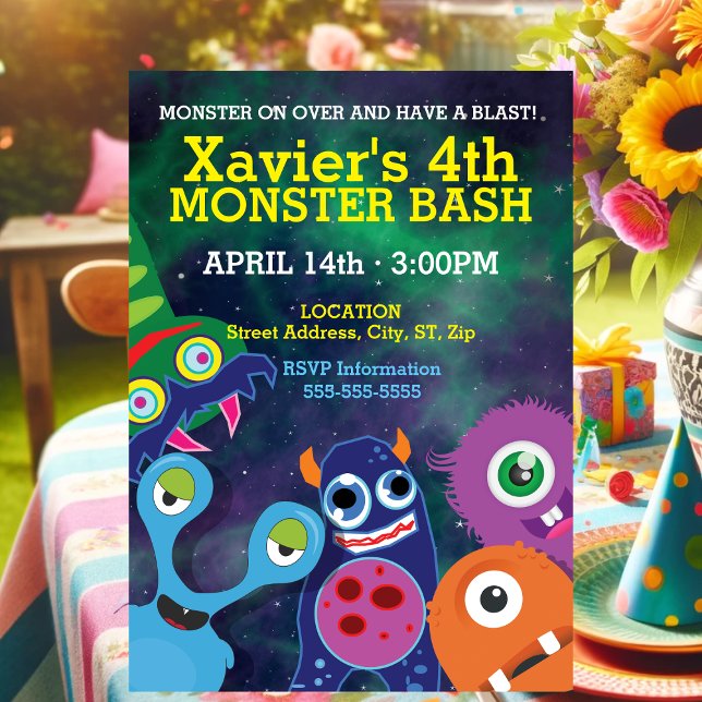 Convites Galactic Monster Mash Birthday (Galactic Monster Mash Birthday Invitation)