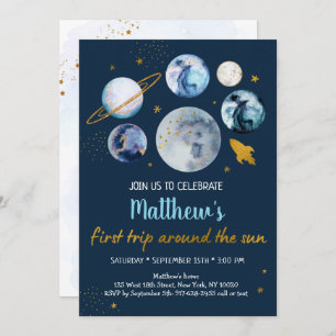 Convites Galáxia Azul Primeira Viagem Ao Redor Do Sol Anive