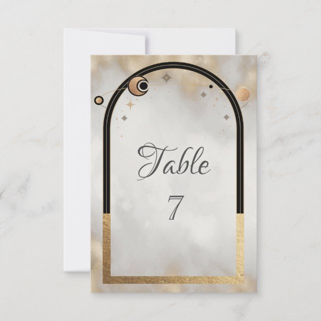 Convites Galáxia Celestial Dourada Do Sol E Da Lua (Frente)