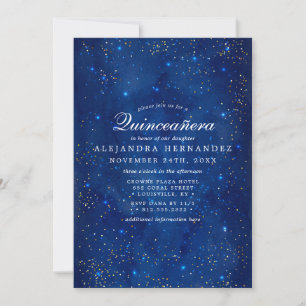 Convites Galáxia de Aquarela Estrelas Cósmicas Quinceañera 