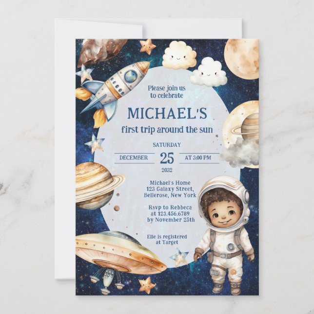 Convites Galáxia Espacial Primeira Viagem Ao Redor Do Sol A (Frente)