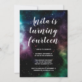 Convites Galáxia Festa de aniversário adolescente 14 Espaço