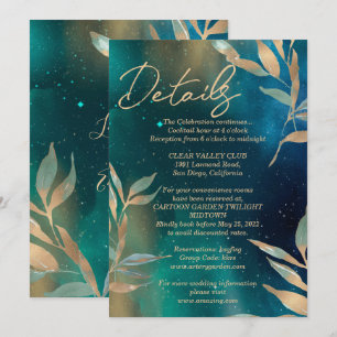 Convites Galáxia nebulosa verde esmeralda céu noturno folha