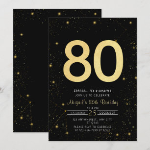Convites Galáxia, preto moderno e Festa de aniversário Dour