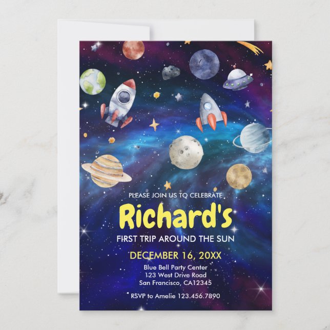 Convites Galáxia: Primeira viagem ao redor do Sol, Aniversá (Frente)