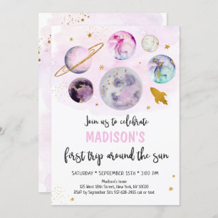 Convites Galáxia Rosa Primeira Viagem Ao Redor Do Sol Anive