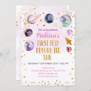 Convites Galáxia Rosa Primeira Viagem Ao Redor Do Sol Anive