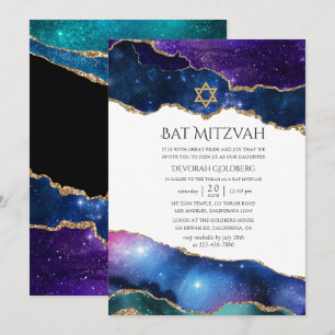 Convites Galaxy Agate Bat Mitzvah