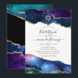 Convites Galaxy Agate Bat Mitzvah<br><div class="desc">Galaxy faux glitter agate stone bat mitzvah invitation with elegant handwriting typography customizable to your event specifics.</div>