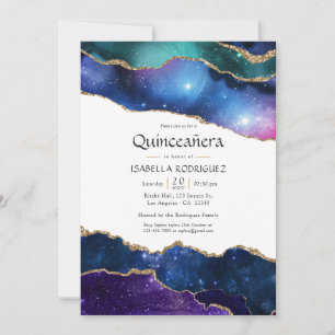 Convites Galaxy Agate Quinceañera
