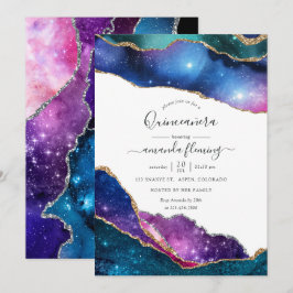 Convites Galaxy Agate Quinceañera
