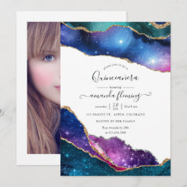 Convites Galaxy Agate Quinceañera Foto