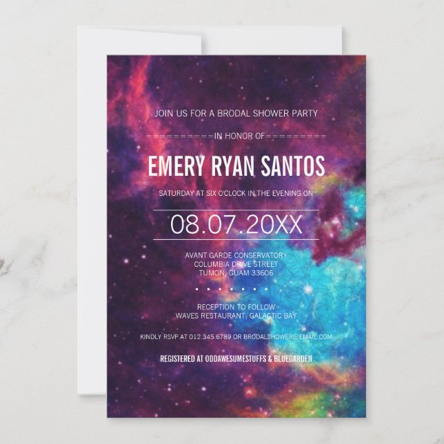 Convites Galaxy Brodal Chá Invite (Frente)