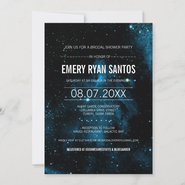 Convites Galaxy Brodal Chá Invite (Frente)