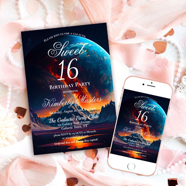 Convites Galaxy Doce 16 Festas de aniversário (Criador carregado)