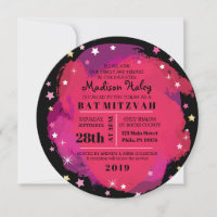 GALAXY Estrelas Douradas Rosa Bar Bat Mitzvah Conv