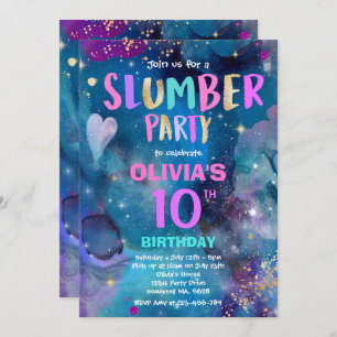 Convites Galaxy Festa de aniversário Galaxy Slumber Party