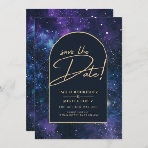Convites Galaxy Purple Blue Starry Night Casamento