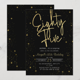 Convites Galaxy Script Black e Dourada 85ª Festa de anivers