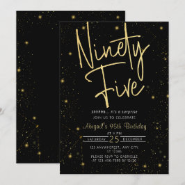 Convites Galaxy Script Black e Dourada 95ª Festa de anivers