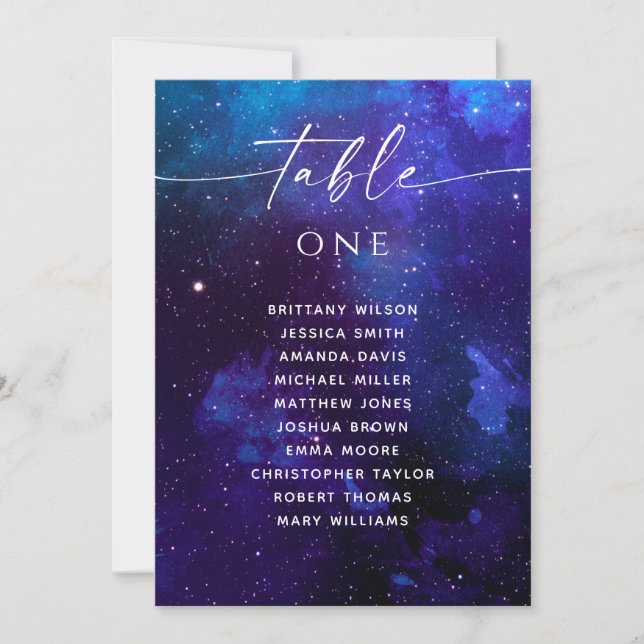 Convites Galaxy Wedding Seating Chart | Cosmic Night Sky  (Frente)