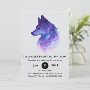 Convites Galaxy Wolf Birthday