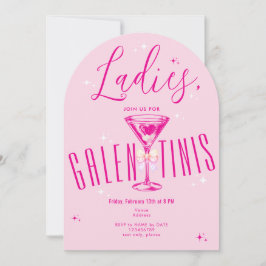 Convites Galen-Tini Martini Festa Quente Rosa Galentina