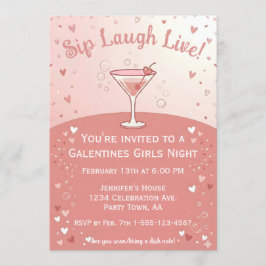 Convites Galentine Girls Night Out Sip Laugh Live in Pink 