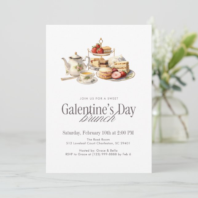 Convites Galentine’s Day Brunch (Em pé/Frente)