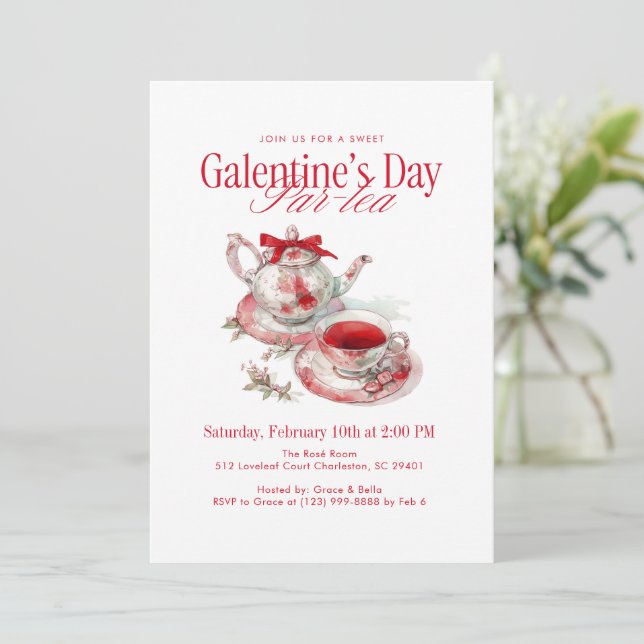 Convites Galentine’s Day Par-tea (Em pé/Frente)