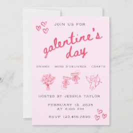 Convites Galentine’s Day Valentines Girly Invitation