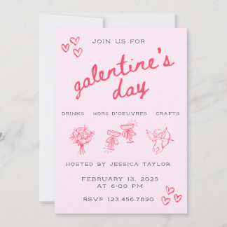 Convites Galentine’s Day Valentines Girly Invitation