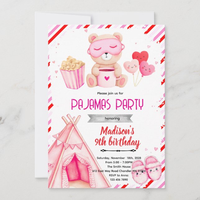 Convites Galentine’s Pajama Party Invitation (Frente)