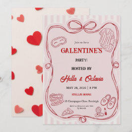 Convites Galentine’s Party Invitation Printable, Pink & Red