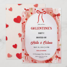Galentine’s Party Invitation Printable, Pink & Red