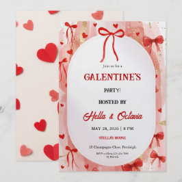 Convites Galentine’s Party Invitation Printable, Pink & Red