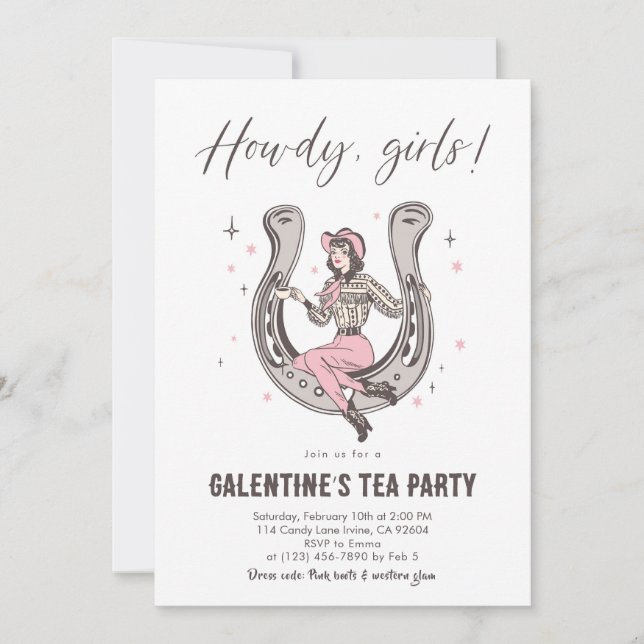 Convites Galentine’s Tea Party Invitation (Frente)