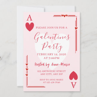Convites Galentines Ace Hearts Girls Valentines Invite