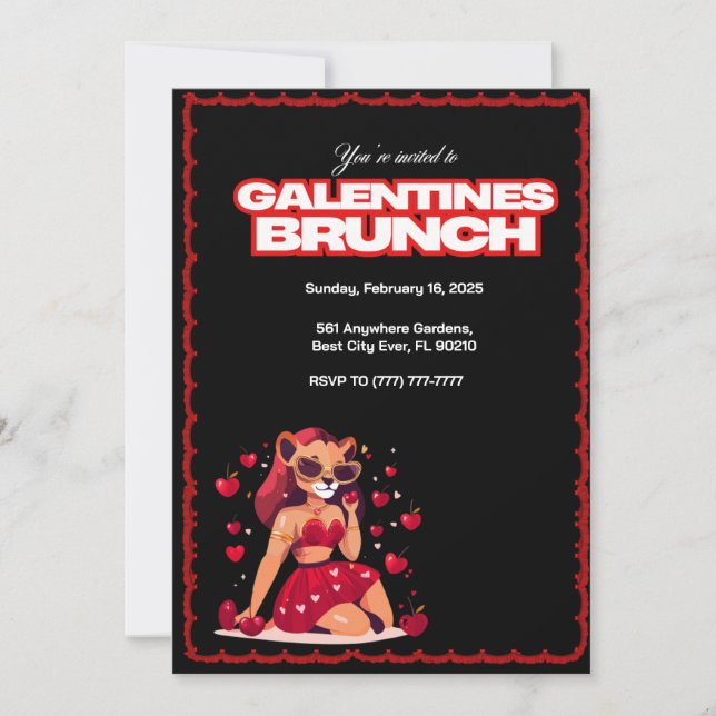 Convites Galentines - Brunch Personalizável (Frente)