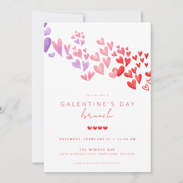 Convites Galentine's Day Brunch Invite Dia de os namorados  (Frente)