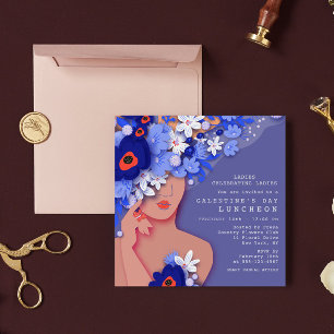 Convites Galentine's Day Luncheon Modern Girly Floral