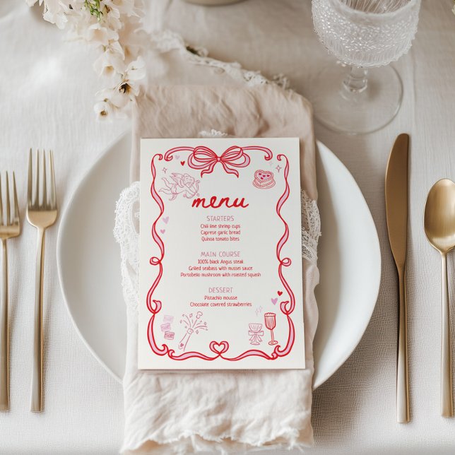 Convites Galentine's Day Party Menu Card (Criador carregado)