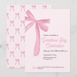 Convites Galentine's day Pink Ribbon Bow Girly modern