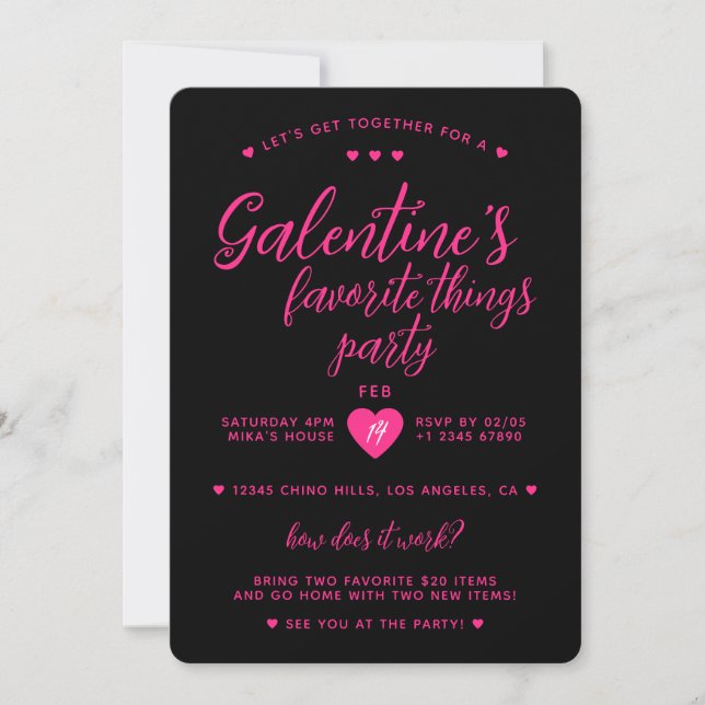 Convites Galentine's Favorite Things Valentine's Party (Frente)