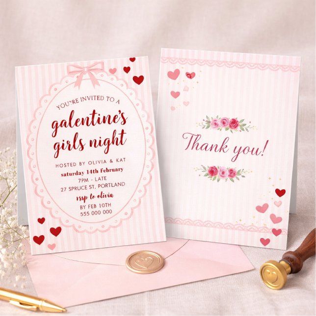 Convites Galentine's Girls Night Invitation Template (Criador carregado)