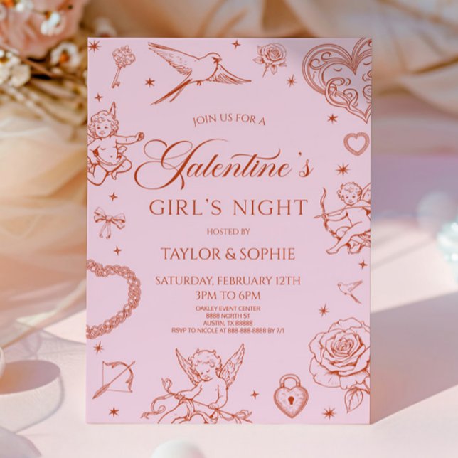Convites Galentine's Girl's Night Valentine's Day Party (Criador carregado)