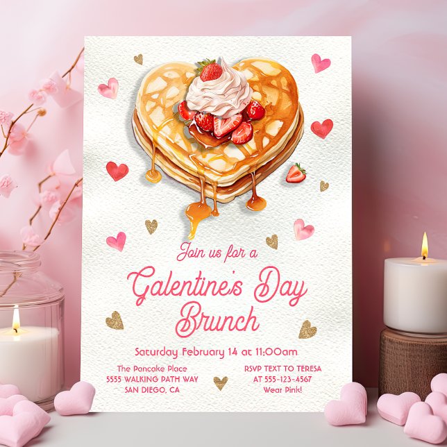 Convites Galentine's Palentine's Day Pancake Heart Brunch (Criador carregado)
